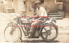 CA, Venice, California, RPPC, Man Sitting on His Indian Motorcycle, Pennant picture