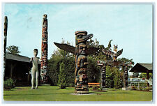 1967 Indian Totem Poles Thunderbird Park Victoria BC Canada Posted Postcard picture