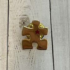 Jigsaw Red Star Autism Gold Tone Lapel Pin Badge 1