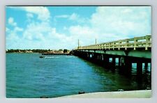 Merritt Island FL-Florida, Scenic View River Bridge, Vintage Postcard picture