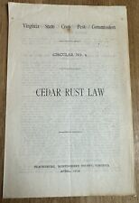 1914 Virginia Rust Law Crop Pest Commission Circular Apple & Red Cedar Trees picture