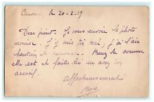 c 1919 Note or letter referring to a photo French France picture