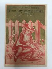 Vouwie Bro's Forest City Baking Powder Trade Card Gold & Red Girl Doll picture
