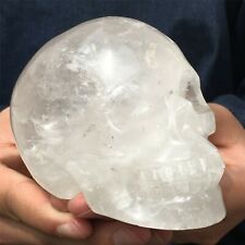 1.89LB TOP Natural clear quartz hand carved crystal skull reiki healing CW1801 picture