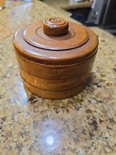 Vintage Round Wooden Box with lid Canister Trinket picture