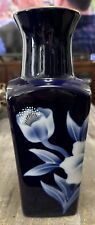 Fred Roberts Company Japan Blue Porcelain 	Vase With Textured Floral Design picture