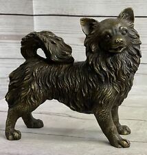 Pomeranian Breed Puppy Dog Bronze Figurine Figure Sculpture Statue Signed Art picture