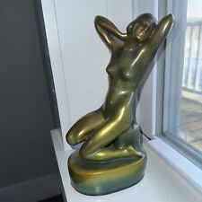 Zsolnay Porcelain seated nude figure, green gold Eosin glaze  picture