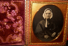 1/6th size Scovill Extra Daguerreotype of lady, full case, split at hinge picture