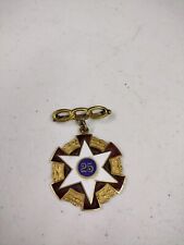 Antique I.o.o.f. Oddfellows Grand Lodge 834 Veteran Enameled Brass Medal Pin picture