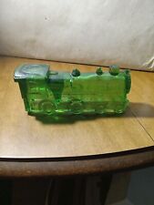 Vintage Clear Dark Green Locomotive 5 Inch Glass Candy Container Vintage picture