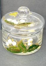 Vintage Hand Painted Glass Vanity Jar/Trinket Dish picture