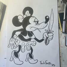 Minnie Mouse With Cigarette Pop Surrealism Original Art drawing By Frank Forte picture