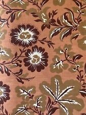 Vtg Percale Double Flat Sheet Brown Florals Terracotta Background Wamsutta NEW picture