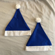 Lot of 2 Blue Felt Christmas Santa Hats Holiday Ugly Sweater Party Costume picture