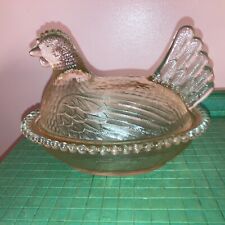 Vintage Indiana Glass - Pink Hen On Nest Dish 7” Oval Dish 4-5” Hen Lid picture
