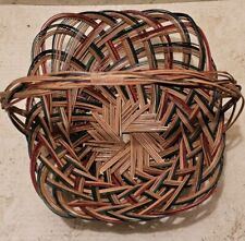 Vintage Holiday Wicker Basket Green Red Very Good Condition Looks Never Used picture