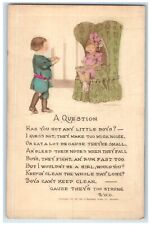c1910's Raymond Howe Children A Question Boys Can't Keep Clean Antique Postcard picture