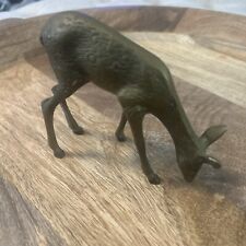 VINTAGE Brass Deer Spotted Doe Mid Century Modern Figurine picture