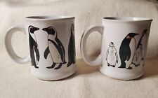 Vintage Penguin Ceramic Coffee Mugs Lot of 2 Debi '84 Artist Penguin Mugs Cups  picture