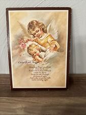 Vintage Sealed Guardian Angel Child Protection Plaque Art Decor God Jesus 8x6 picture