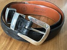 Douglas Magnus Vintage Sterling Silver Buckle Set & Black Lizard Belt-36