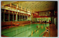 c 1960s Uphoffs Restaurant Motel Best Western WI Dells Interior Pool Postcard picture