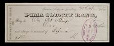 Pima County Bank Tuscon Arizona Territory Check Pay To: One Cent Stamps Unusual picture