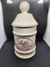 Eli Lilly Apothecary Jar 7” Painted Glass Nalfon 600mg White Gold Trim 1957 picture