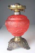 Antique P & A MFG Co. Red Satin Glass Oil Lamp Base picture