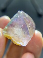 Beautiful natural greenish-violet two-color conical fluorite mineral crystal picture