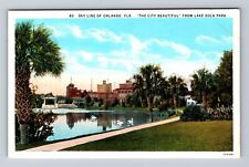 Orlando FL-Florida, Skyline of Orlando, Lake Eola Park, Vintage Postcard picture