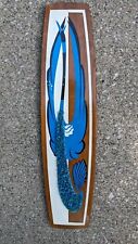 Vtg Belart Abstract MCM Gravel Wall Art Plaque 1960s Blue White Surfboard  picture