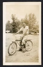Smiling Handsome Man on Roadmaster ? Bicycle 1930s Photo Americana Cycling picture