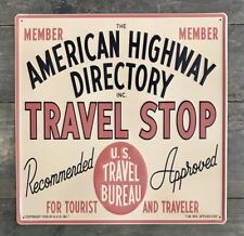 The AMERICAN HIGHWAY DIRECTORY Travel Stop Embossed Metal Sign, 17” x 17” picture