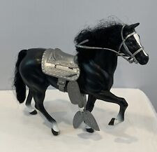 Vintage 1980 Black Stallion Horse Figurine with Silver Saddle 11