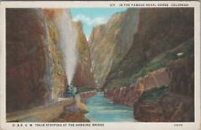 Postcard D & R GW Railroad Train at the Hanging Bridge Royal Gorge CO  picture