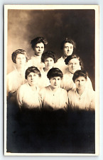 c1910 SCRANTON PA GROUP OF 8 LADIES UITED PHOTO STUDIOS RPPC POSTCARD P4246 picture
