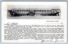 1914 RECEIVING SHIP AT NORFOLK VIRGINIA THE FRANKLIN STEAM FRIGATE POSTCARD picture