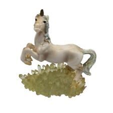 Vintage 1990s Y2K Enchanted Unicorn Statue on Acrylic Crystals Light Yellow picture
