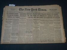 1938 SEPT 21 NEW YORK TIMES -BRITAIN FRANCE GIVE PRAGUE HOURS TO SUBMIT- NP 3605 picture