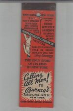Matchbook Cover Calling All Men To Barneys Clothing Store New York, NY picture
