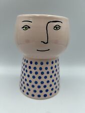 Opal House Face Planter Ceramic Pot 6” Pink 2001 picture