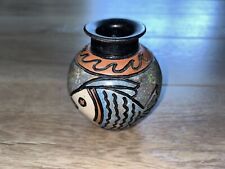 Vintage Santodio Paz Chulucanas Peru Fish 4” Art Pottery Vase picture