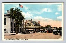 Quincy MA-Massachusetts, City Hall, Hancock Street Vintage c1921 Postcard picture