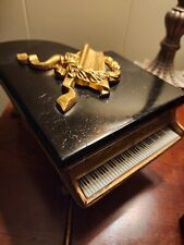 Vintage Thorens Grand Piano Swiss Music Box Black Top  picture