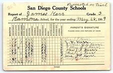 1909 SAN DIEGO COUNTY RAMONA SCHOOL REPORT CARD JAMES KERR LOTS OF 