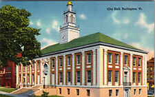 Postcard City Hall Burlington VT. Linen Card C:1930-1959 picture