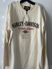 Vintage Harley Davidson Motorcycle V-Twin Power Racing Long Sleeve Henley Shirt picture