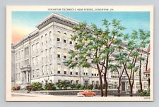 Postcard Scranton Technical School Pennsylvania PA, Vintage Linen O2 picture